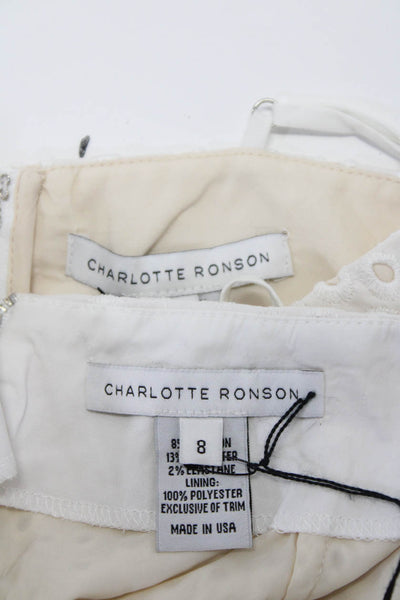 Charlotte Ronson Womens Cotton Geometric Lace Shorts Dress White Size 4 8 Lot 2