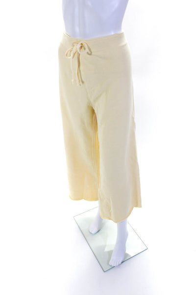 Nili Lotan Womens Cotton Knit Drawstring Waist Sweatpants Pants Yellow Size L