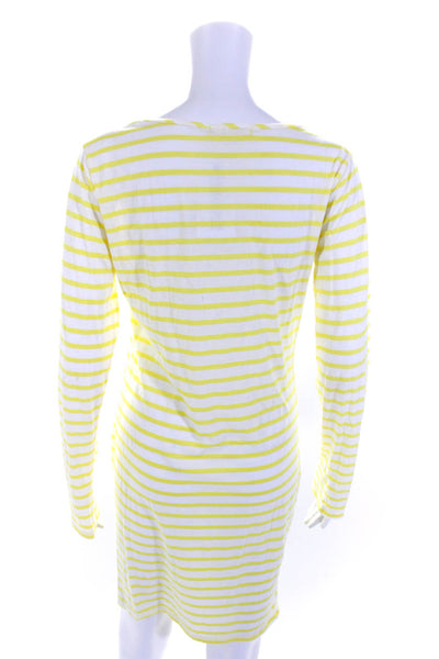 Nili Lotan Womens Cotton Jersey Striped Long Sleeve T-Shirt Dress Yellow Size M