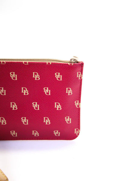 Dooney & Bourke Womens Monogram Leather Wristlet Wallet Eyeglass Pouch Set Red