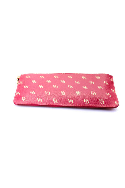 Dooney & Bourke Womens Monogram Leather Wristlet Wallet Eyeglass Pouch Set Red