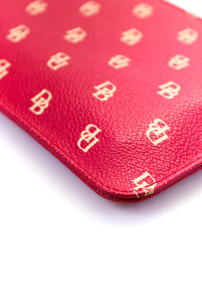 Dooney & Bourke Womens Monogram Leather Wristlet Wallet Eyeglass Pouch Set Red