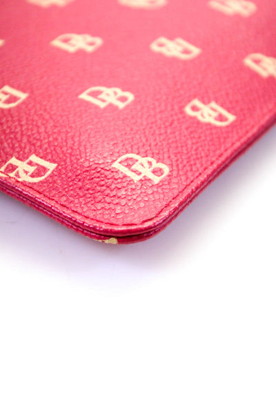 Dooney & Bourke Womens Monogram Leather Wristlet Wallet Eyeglass Pouch Set Red