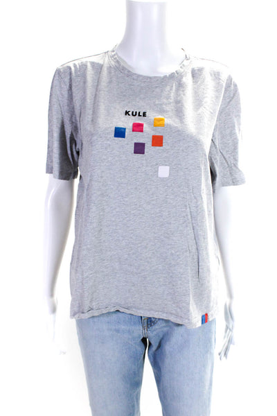 Kule Women's Cotton Short Sleeve Graphic T-shirt Gray Size XL