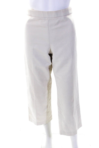 The Row Womens Ivory Cotton High Rise Pleated Straight Leg Dress Pants Size 10