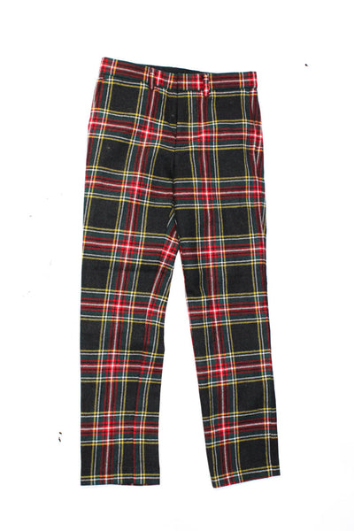 Crewcuts Wolf & Rita Girls Overalls Black Red Plaid Straight Pants Size 8 6 lot5