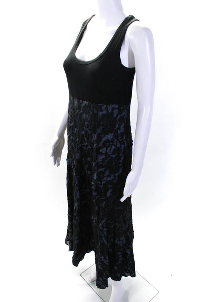 Karen Kane Womens Jersey Lace Sleeveless Midi A Line Dress Black Gray Size Small