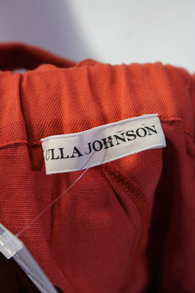 Ulla Johnson Womens Sleeveless Ruffle Wide Leg Jumpsuit Orange Size 10