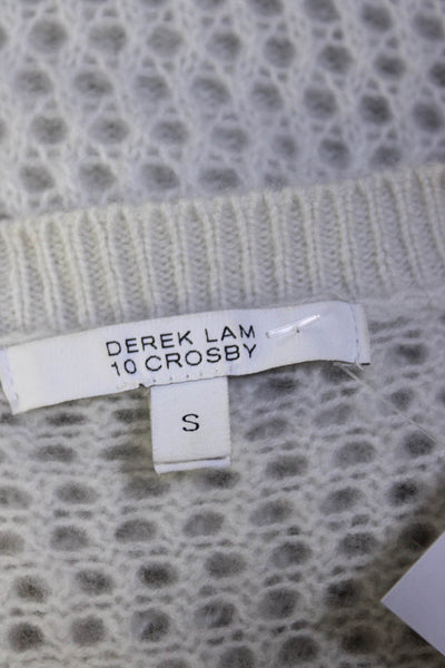 Derek Lam 10 Crosby Womens Cashmere Open Knit Round Neck Sweater Top Gray Size S