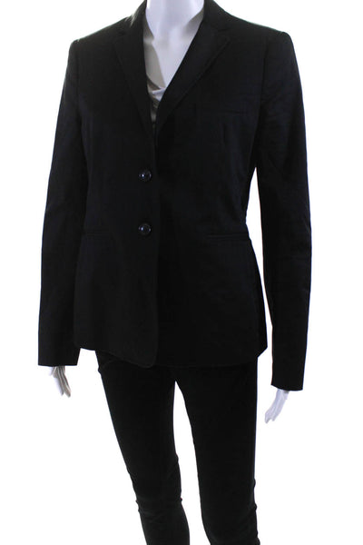 Piazza Sempione Women's Collar Long Sleeves Unlined Blazer Black Size 46