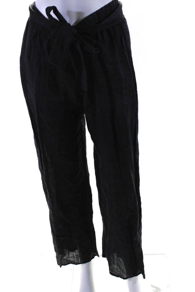 Las Surenas Women's Elastic Waist Wide Leg Linen Pant Black Size M