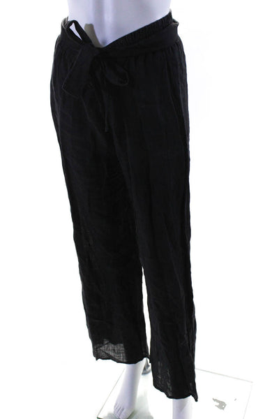 Las Surenas Women's Elastic Waist Wide Leg Linen Pant Black Size M