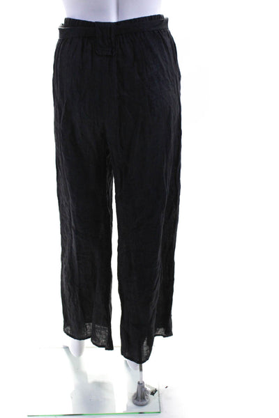 Las Surenas Women's Elastic Waist Wide Leg Linen Pant Black Size M