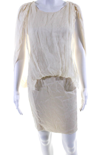 Foley + Corinna Womens Silk Blouson Dress Cream White Size Extra Small