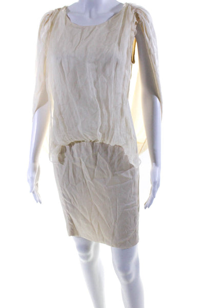 Foley + Corinna Womens Silk Blouson Dress Cream White Size Extra Small