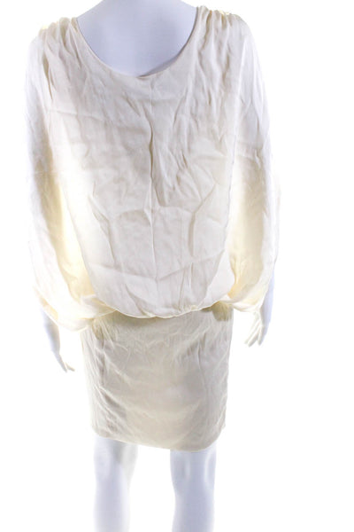 Foley + Corinna Womens Silk Blouson Dress Cream White Size Extra Small