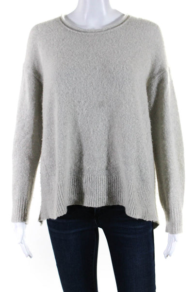 James Perse Womens Cashmere Knit Split Hem High-Low Sweater Light Gray Size 0