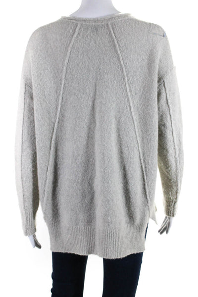 James Perse Womens Cashmere Knit Split Hem High-Low Sweater Light Gray Size 0