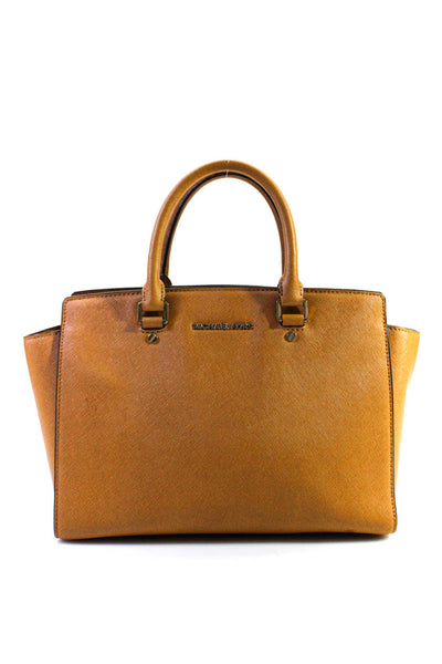 Michael Michael Kors Womens Leather Zippered Top Handle Crossbody Handbag Brown