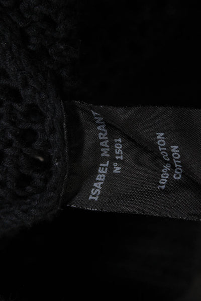 Etoile Isabel Marant Womens Open Knit Crew Neck Sweater Black Cotton Size 3
