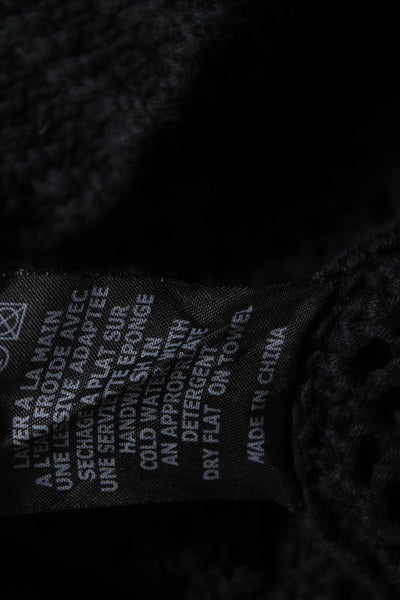 Etoile Isabel Marant Womens Open Knit Crew Neck Sweater Black Cotton Size 3