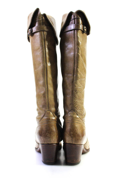 Frye Womens Leather Knee High Cuffed Boots Brown Size 8.5 B