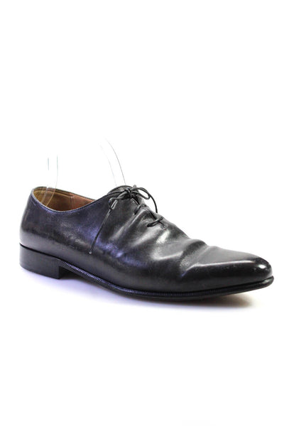 Berluti Mens Lace Up Round Toe Classic Oxfords Black Leather Size 8.5