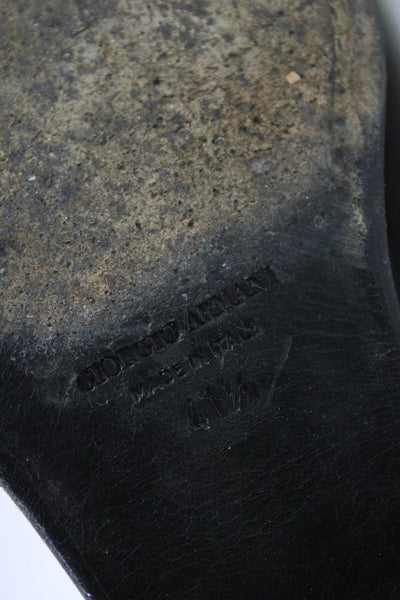 Giorgio Armani Mens Lace Up Round Toe Soft Leather Oxfords Black Size 41.5