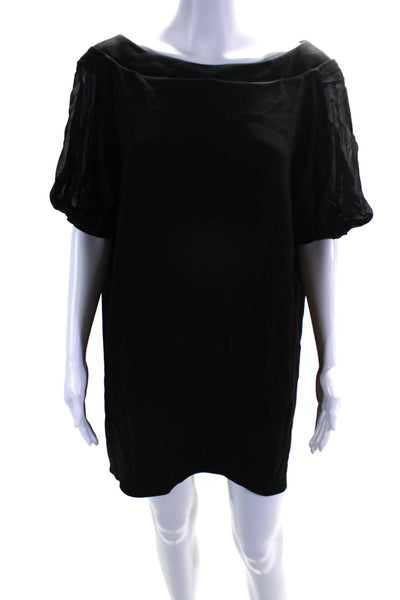 Vanessa Bruno Women's Round Neck Short Sleeves Mini Dress Black Size 38