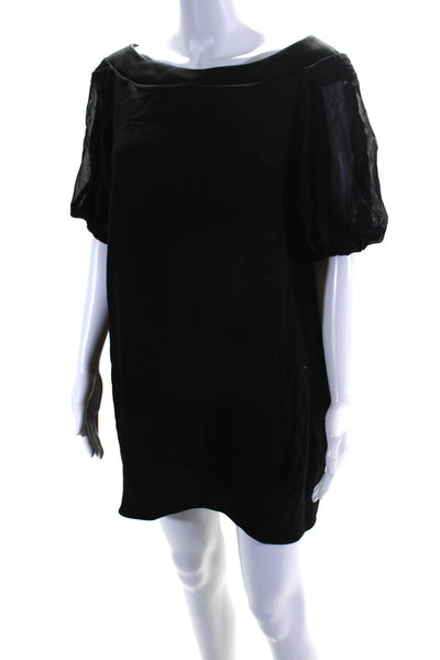 Vanessa Bruno Women's Round Neck Short Sleeves Mini Dress Black Size 38