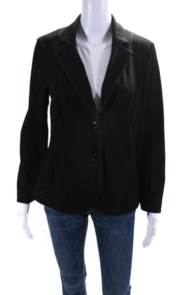 Marc Cain Women's Long Sleeves Button Up Mesh Jacket Black Size 4