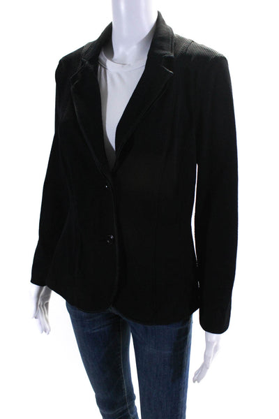 Marc Cain Women's Long Sleeves Button Up Mesh Jacket Black Size 4