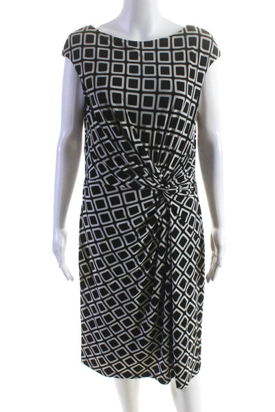 Lauren Ralph Lauren Womesn Sleeveless Geometric Twist Dress Black White Size 12