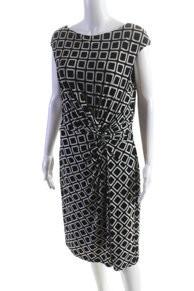 Lauren Ralph Lauren Womesn Sleeveless Geometric Twist Dress Black White Size 12