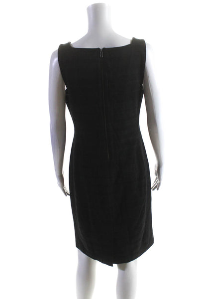 Eileen Fisher Womens Back Zip Square Neck Striped Knit Dress Black Gray Size 10