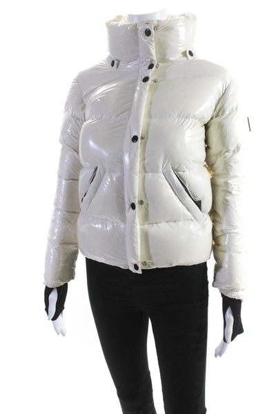 SAM New York Girls White Mock Neck Full Zip Long Sleeve Puffer Coat Size 12