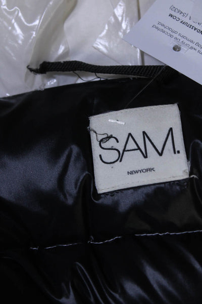 SAM New York Girls White Mock Neck Full Zip Long Sleeve Puffer Coat Size 12