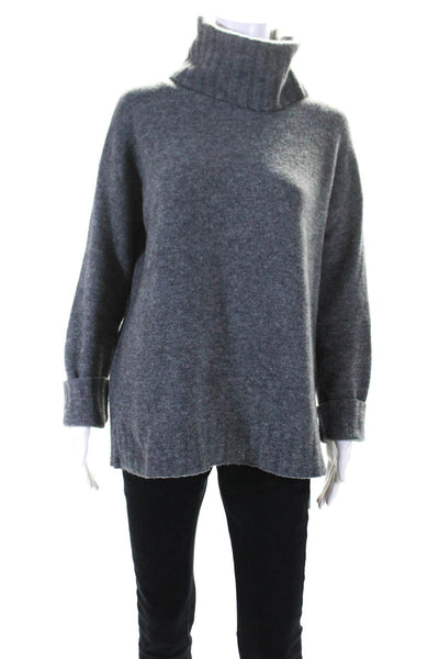 Theory Womens Boxy Oversized Tube Neck Sweater Gray Wool Size Petite