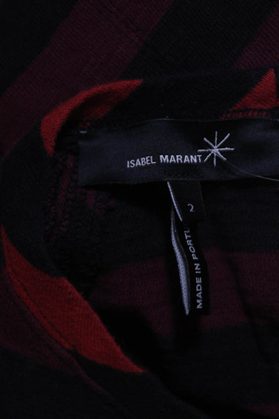 Isabel Marant Womens 3/4 Sleeve Stripe Tee Shirt Sheath Dress Red Black Size 2