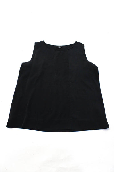 Theory Womens Black Silk Crew Neck Button Back Sleeveless Blouse Top Size M lot2