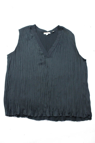Vince Lucy Paris Womens Gray Pleated V-Neck Sleeveless Blouse Top Size XL M lot2