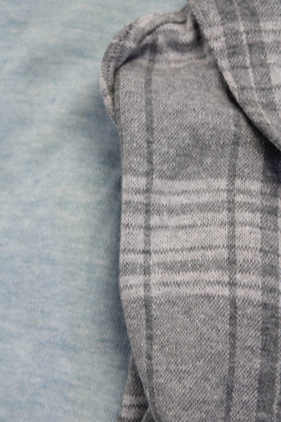 Vince Mens Linen Plaid Print Long Sleeve Button Pullover Tops Blue Size L Lot 2