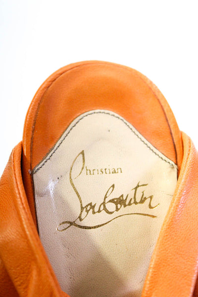 Christian Louboutin Womens Leather Platform Sandal Heels Orange Size 38 8