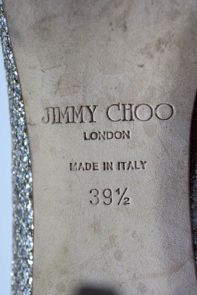 Jimmy Choo Womens Open Toe Mary Jane Pumps Silver Gold Size 39.5 9.5
