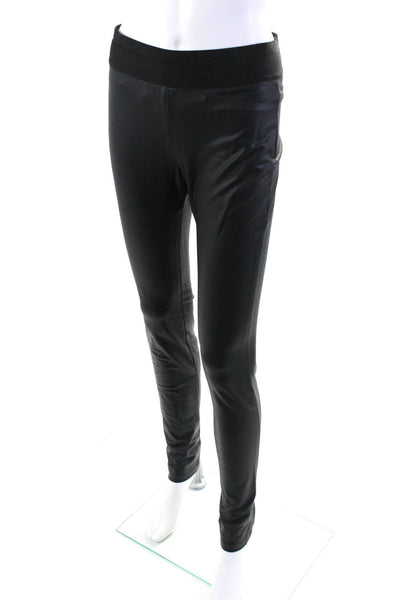 BCBGMAXAZRIA Womens Faux Leather Zipper Hem Marion Trousers Pants Black Size S
