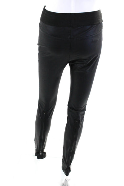 BCBGMAXAZRIA Womens Faux Leather Zipper Hem Marion Trousers Pants Black Size S