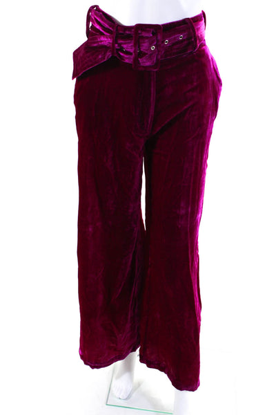 House of Harlow 1960 x Revolve Womens Velvet Wide Leg Trousers Hot Pink Size XS