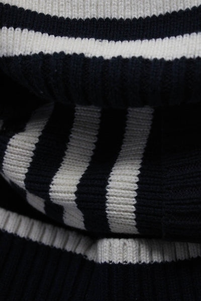 Jacadi Boys Blue White Striped Cotton Knit Pom-pom Detail Beanie Hat Lot 3