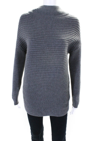 Dorothee Schumacher Womens Cowl Neck Ribbed Knit Sweater Gray Size Medium