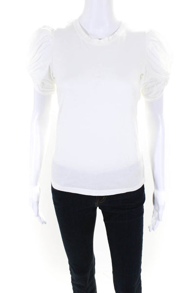 ALC Womens Knotted Short Sleeve Crew Neck Top Tee Shirt White Size Small